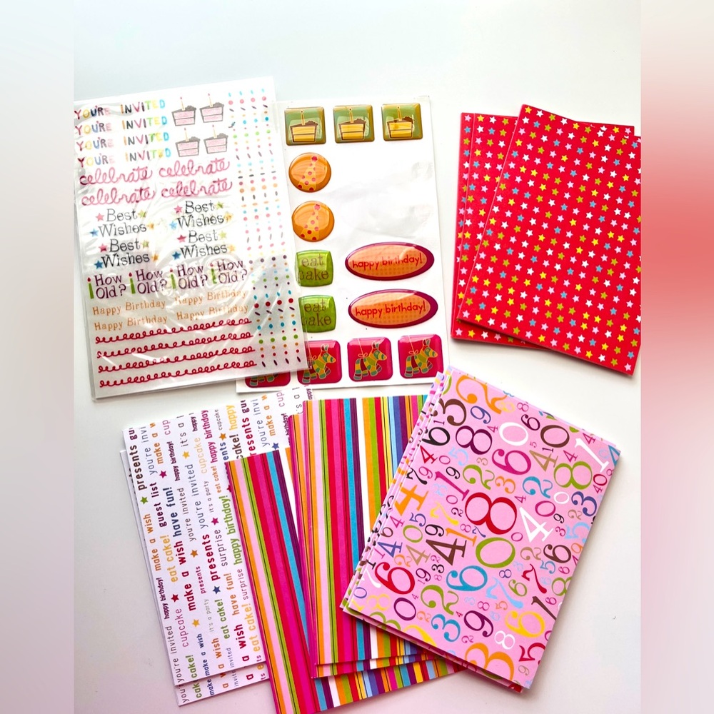 Set of DIY blank Birthday cards & stickers
